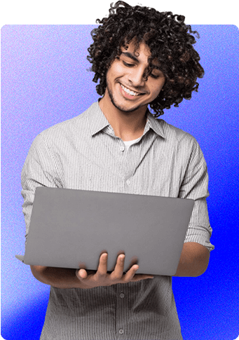 Illustrative professional using a laptop