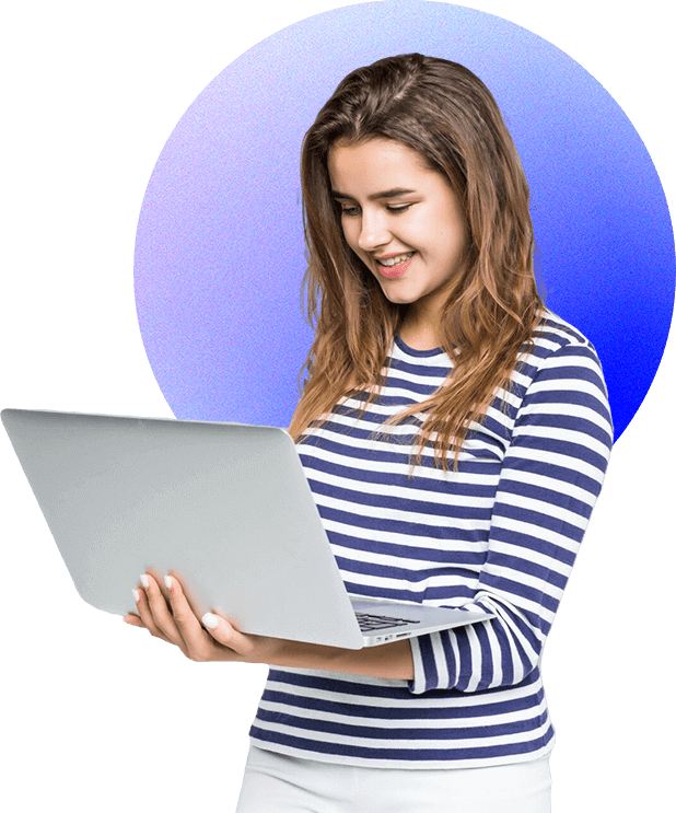 Illustrative professional working with a laptop