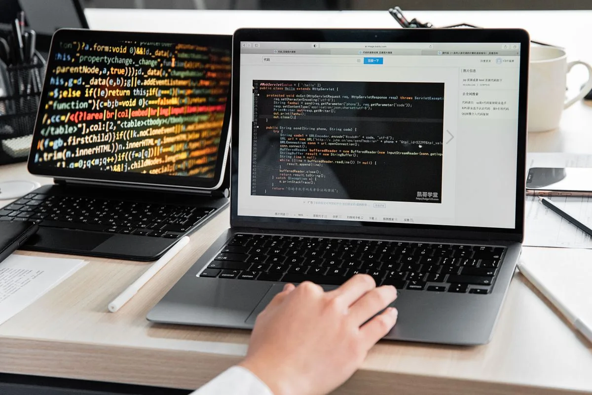 Developer workspace in an illustrative mobile layout