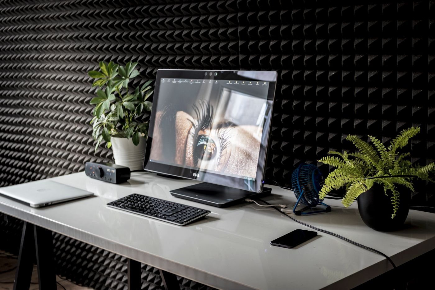 Illustrative workspace inside a website mockup